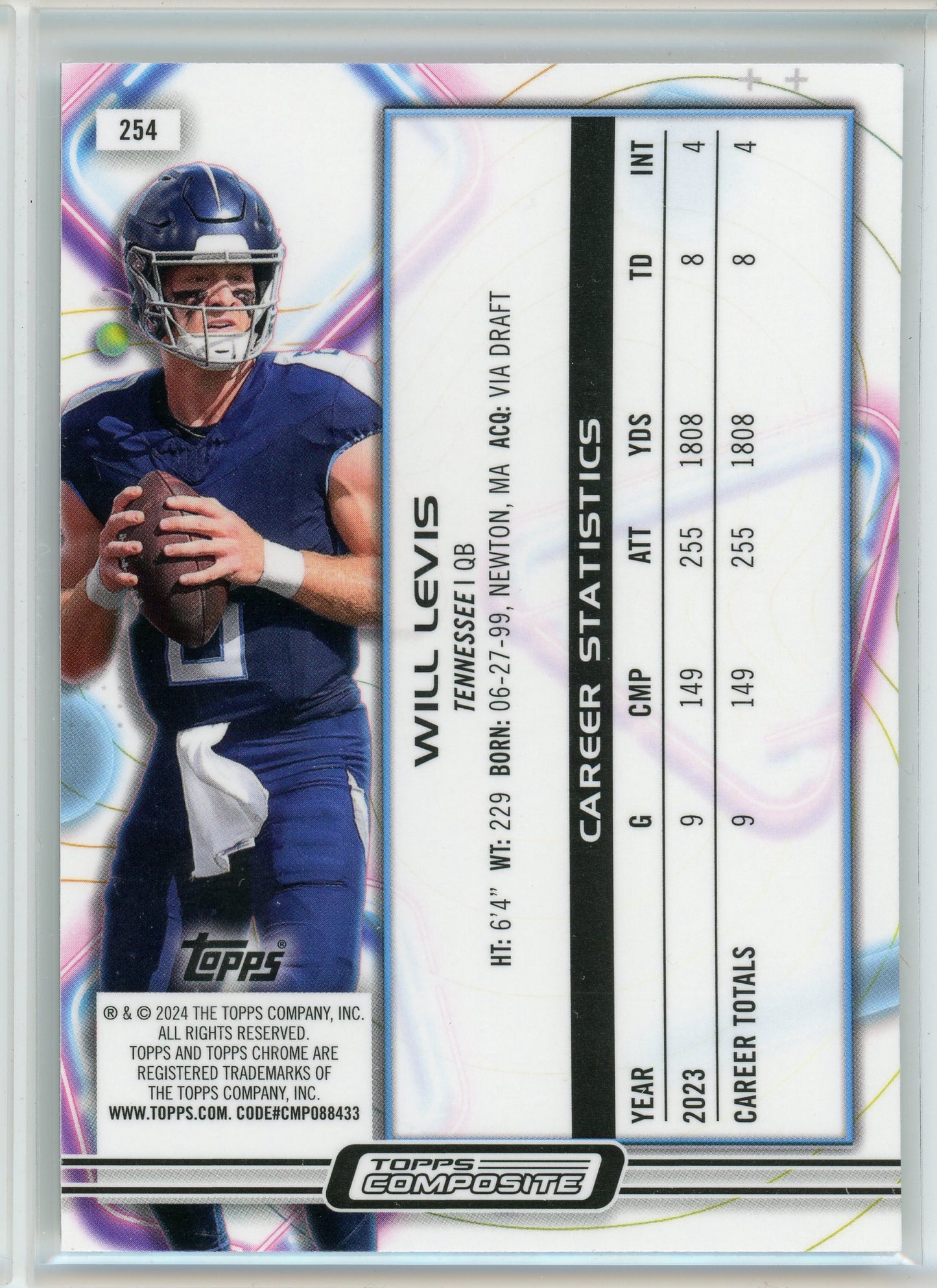 2024 Topps Cosmic Chrome #254 Will Levis Scope Prizm