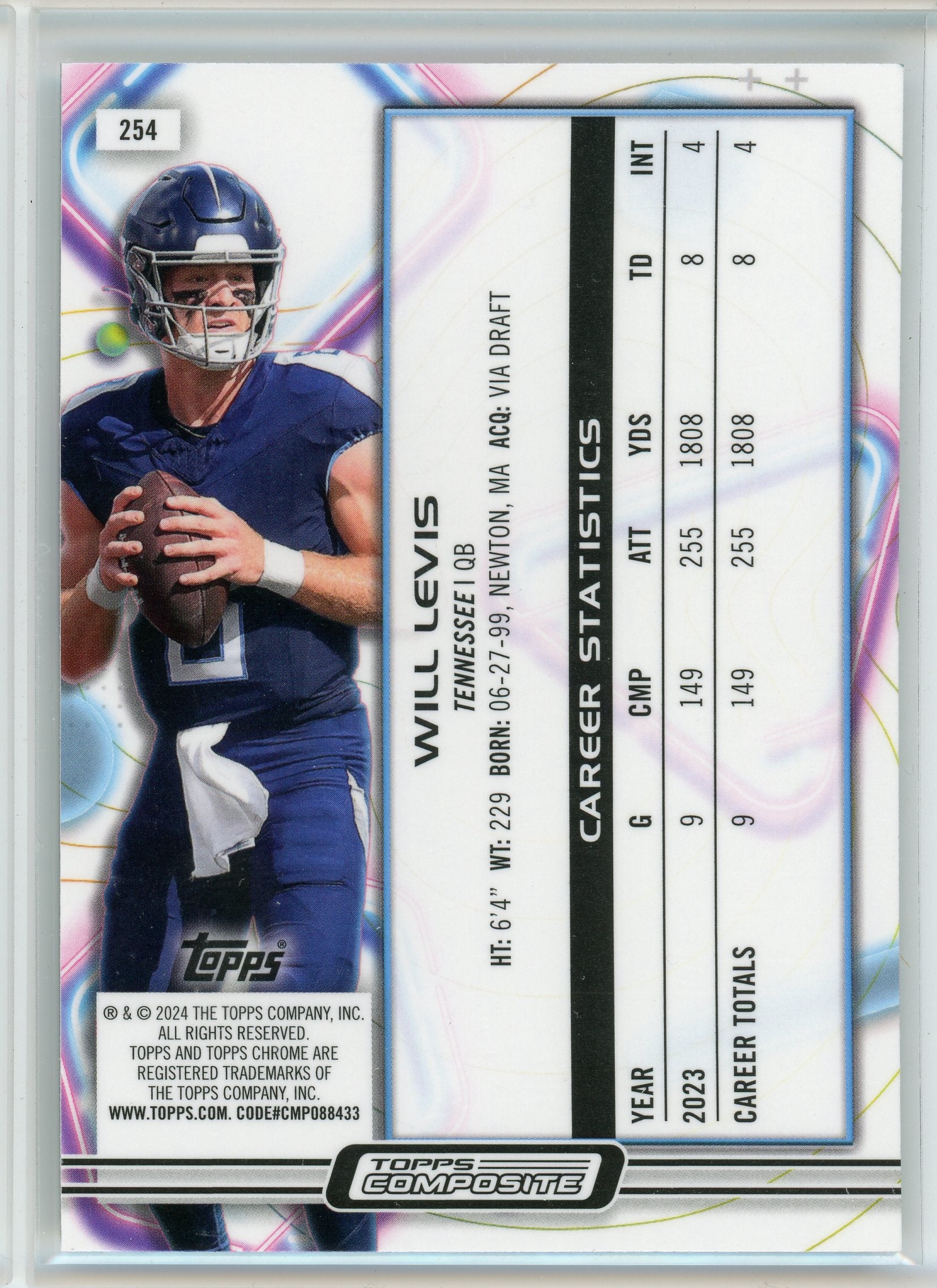 2024 Topps Cosmic Chrome #254 Will Levis Scope Prizm
