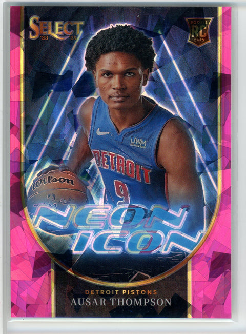 2023-24 Panini Select #2 Ausur Thompson Neon Icon Pink Cracked Ice Prizm /99