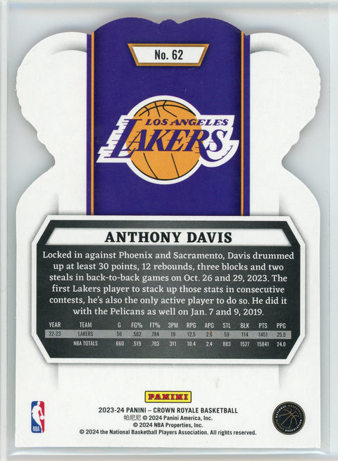 2023-24 Crown Royale #62 Anthony Davis Red Crystal /49