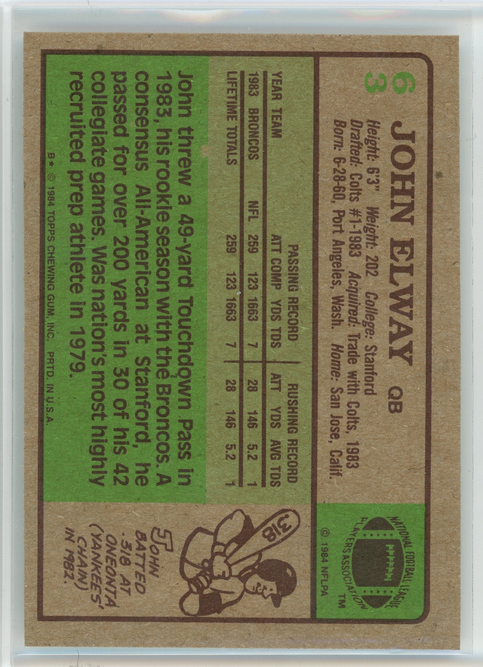 1984 Topps #63 John Elway