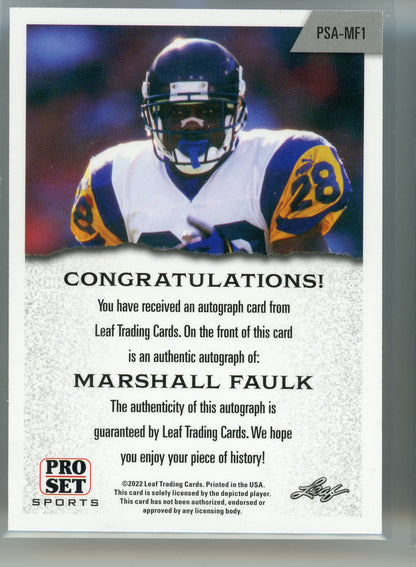 2022 Leaf Pro Set #PSA-MF1 Marshall Faulk Orange Auto /8