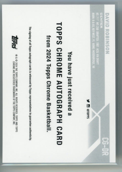 2024 Topps Chrome #CG-DR David Robinson Purple Geometric Refractor Auto