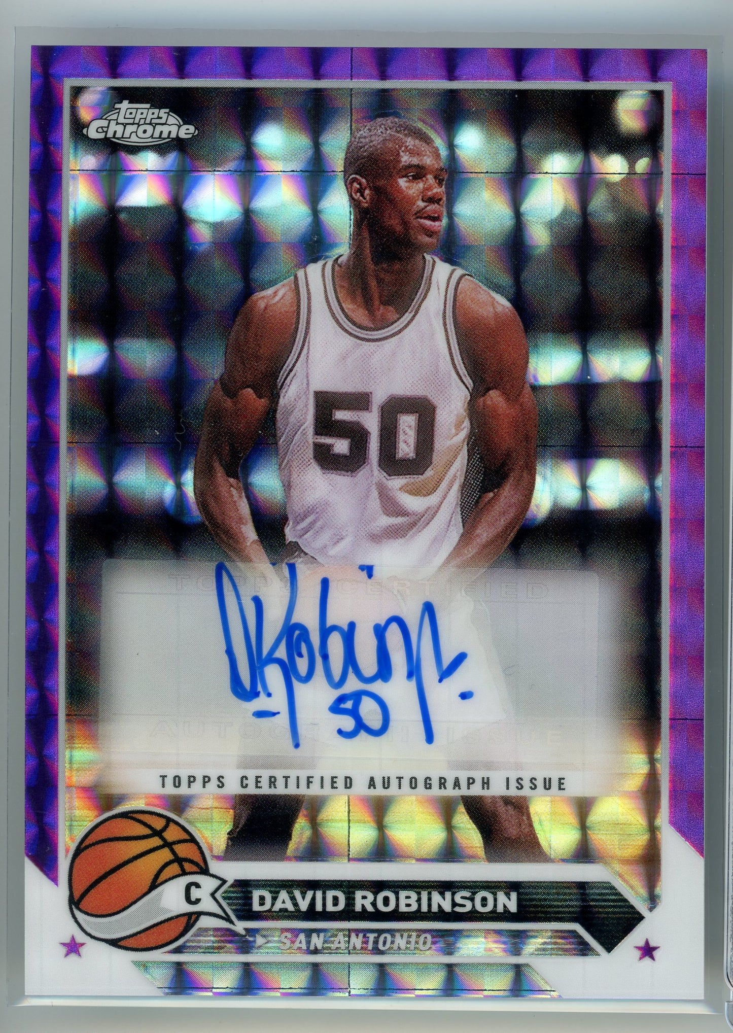 2024 Topps Chrome #CG-DR David Robinson Purple Geometric Refractor Auto