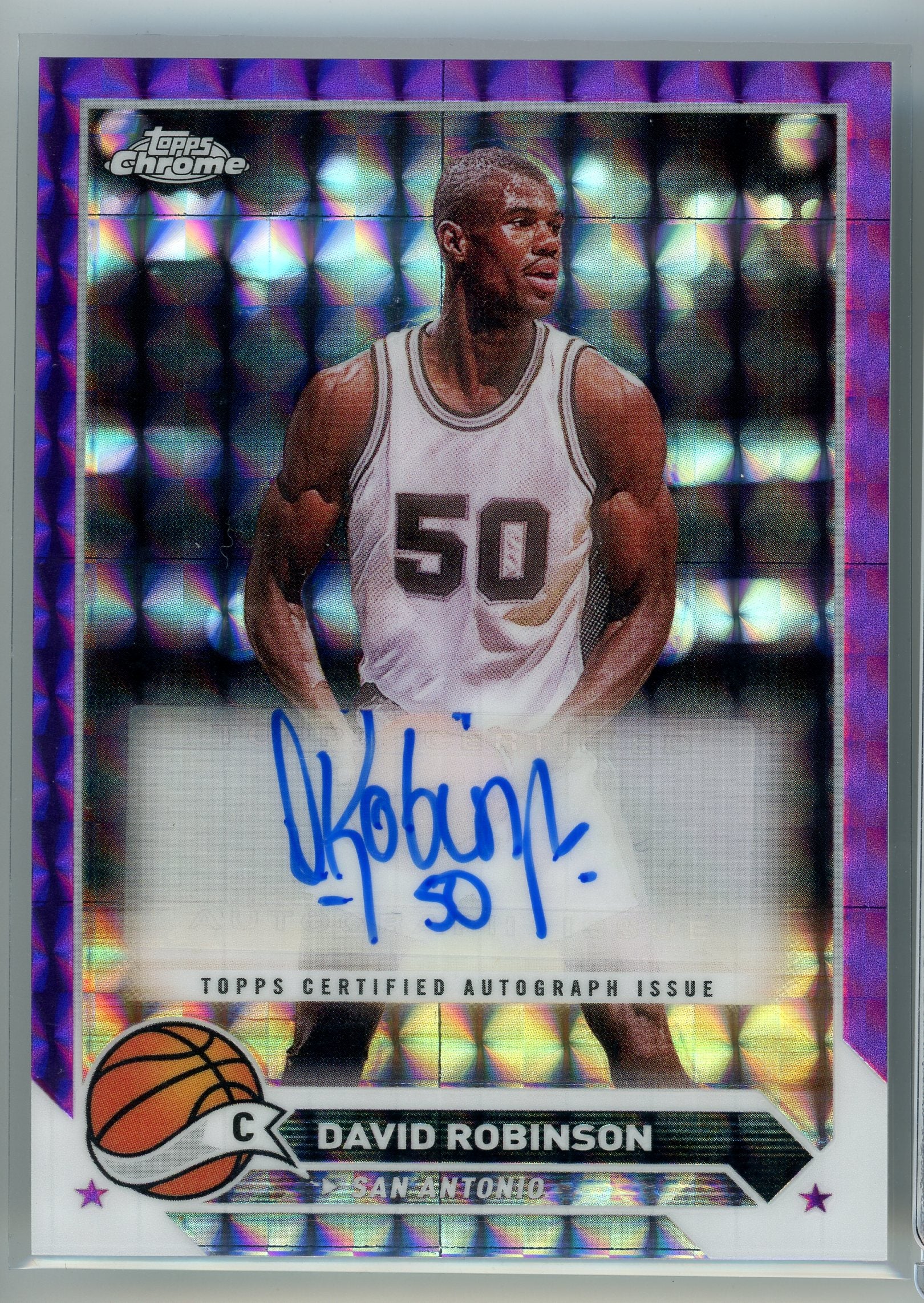 2024 Topps Chrome #CG-DR David Robinson Purple Geometric Refractor Auto