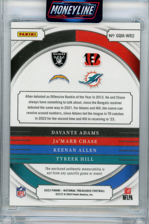 2023 Panini National Treasure #GQM-WR2 Adams/Chase/Allen/Hill Quad Patch /99