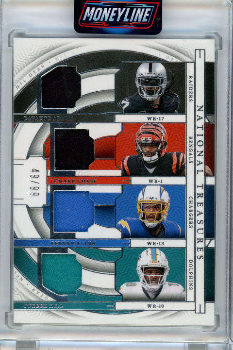 2023 Panini National Treasure #GQM-WR2 Adams/Chase/Allen/Hill Quad Patch /99
