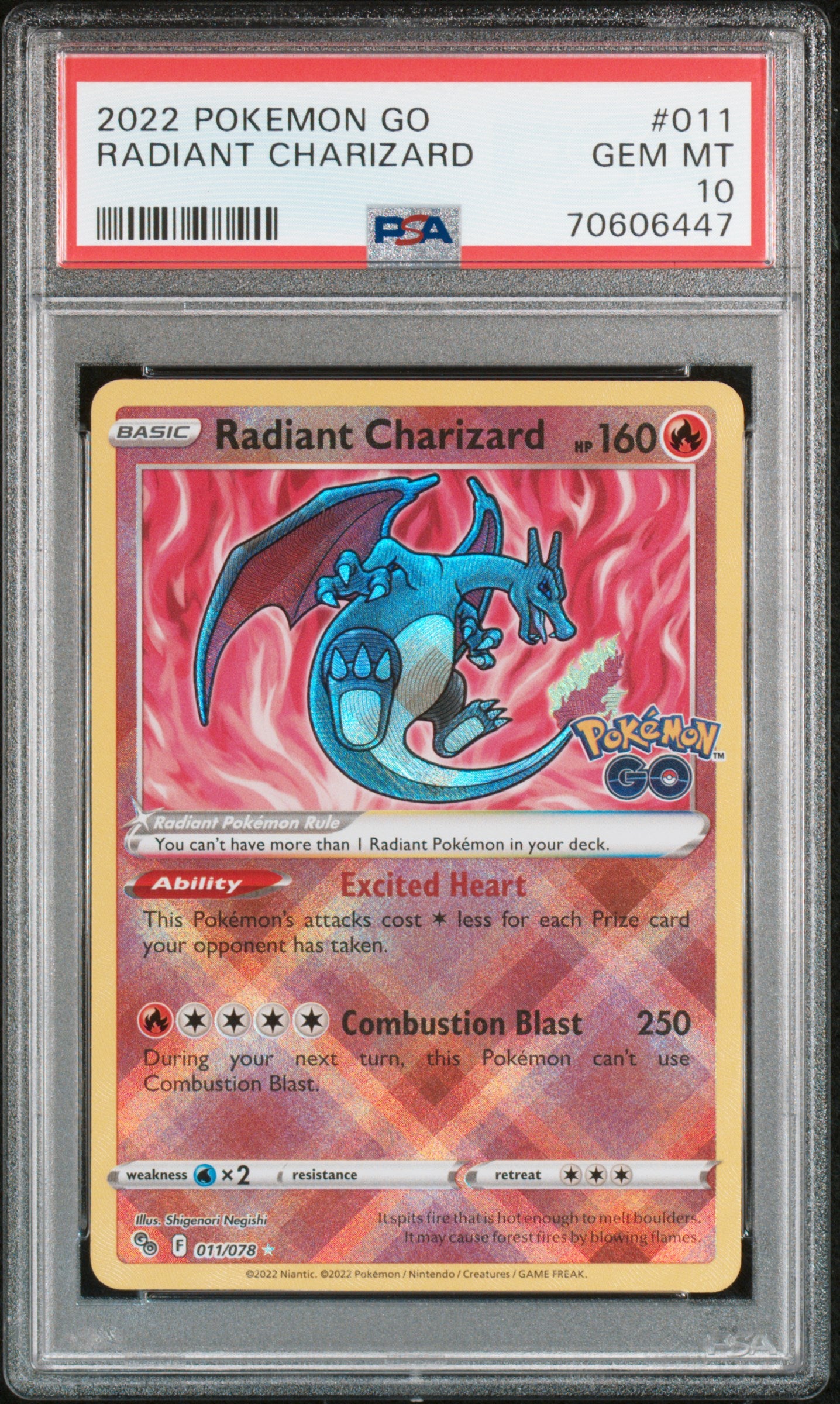 2022 Pokemon Go #011 Radiant Charizard PSA 10