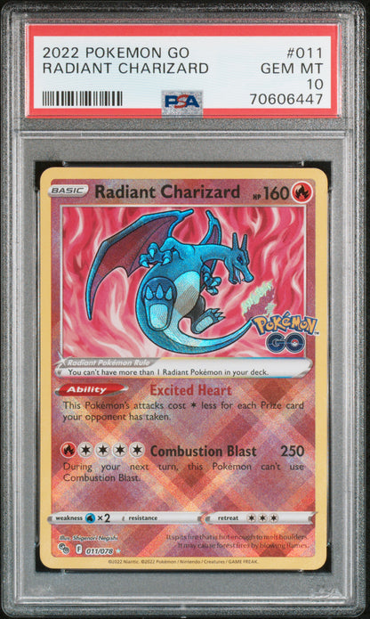 2022 Pokemon Go #011 Radiant Charizard PSA 10