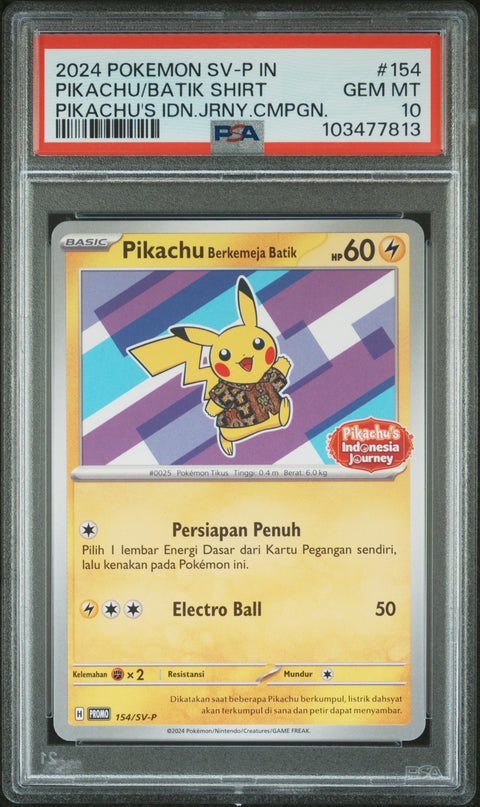 2024 Poke Indonesian #154 Pikachu/Batik Shirt Pikachu'S Idn.Jrny.Cmpgn. PSA 10