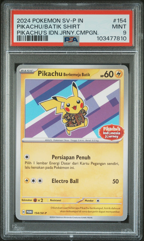 2024 Poke Indonesian #154 Pikachu/Batik Shirt Pikachu'S Idn.Jrny.Cmpgn. PSA 9