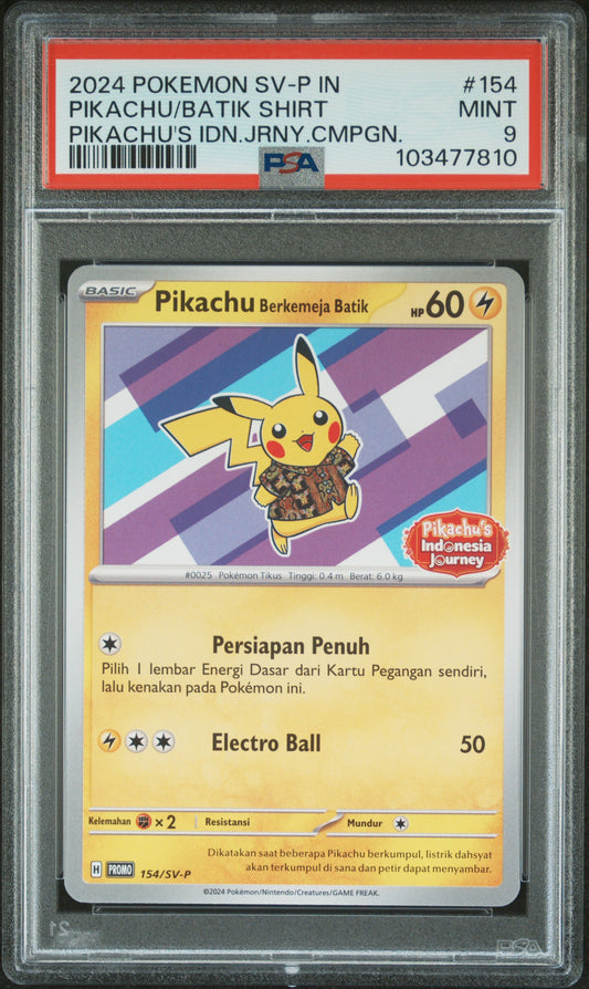 2024 Poke Indonesian #154 Pikachu/Batik Shirt Pikachu'S Idn.Jrny.Cmpgn. PSA 9
