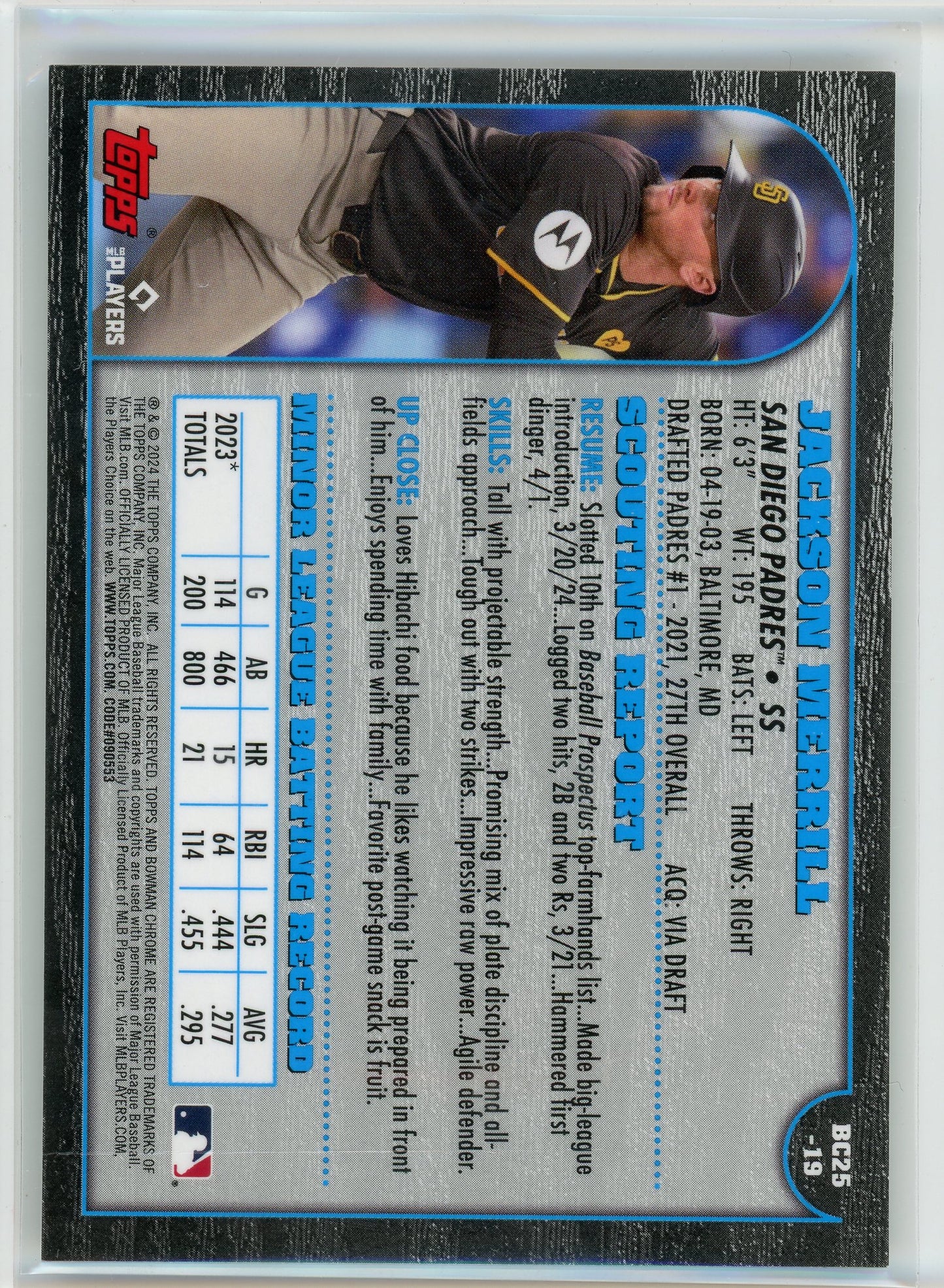 2024 Bowman Chrome #BC25-6 Jordan Lawlar 25th Anniversary Gold Refractors /50