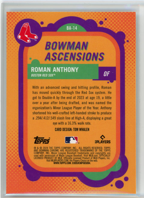 2024 Bowman Chrome #BA-14 Roman Anthony Silver Foil