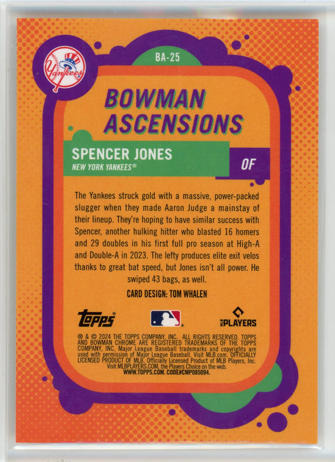 2024 Bowman Chrome #BA-25 Spencer Jones Orange Foil /25