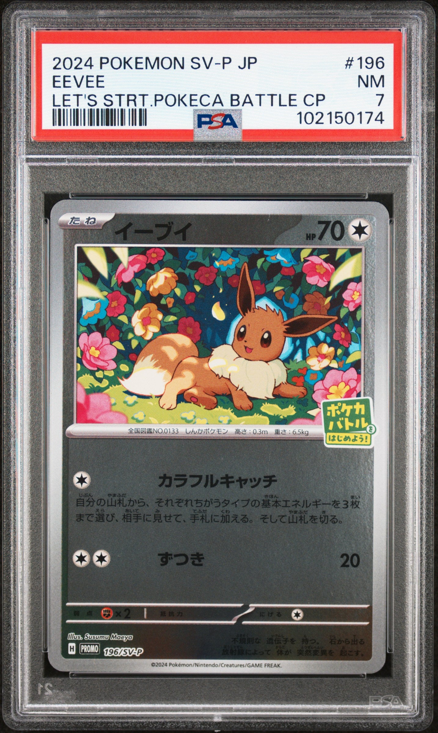 2024 Pokemon Japanese Sv-P Promo #196 Eevee Let'S Strt.Pokeca Battle Cp PSA 7
