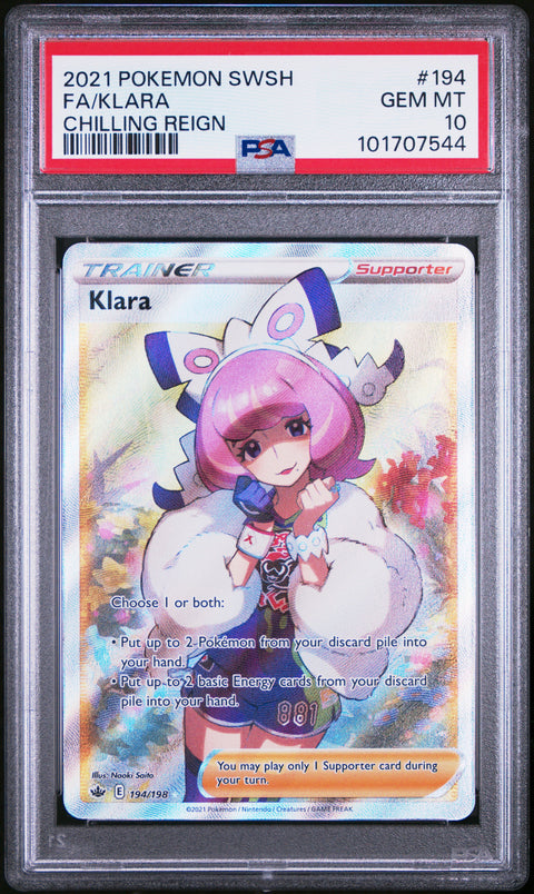 2021 Pokemon Sword & Shield Chilling Reign #194 Fa/Klara Chilling Reign PSA 10