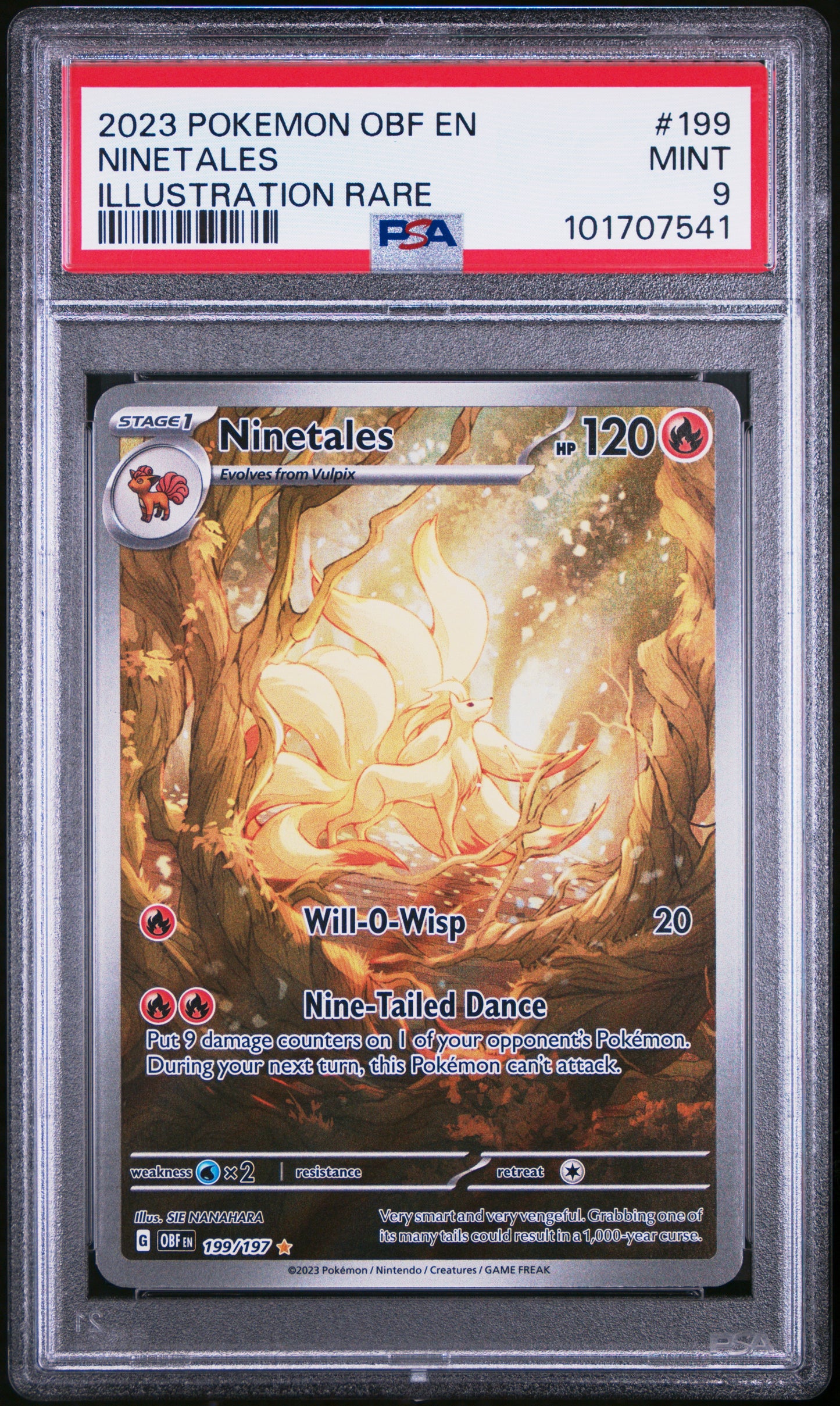 2023 Pokemon Obf En-Obsidian Flames #199 Ninetales Illustration Rare PSA 9