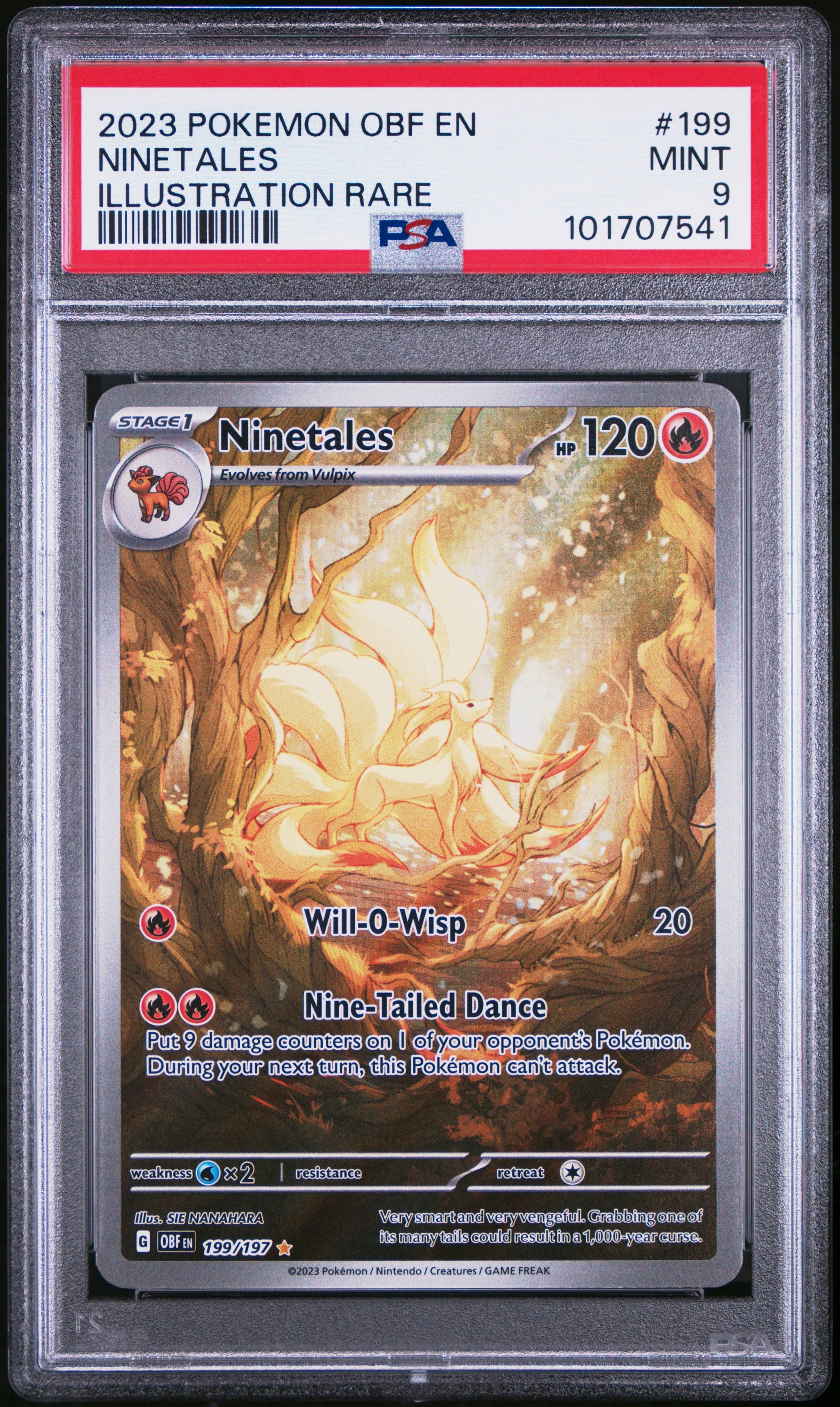 2023 Pokemon Obf En-Obsidian Flames #199 Ninetales Illustration Rare PSA 9