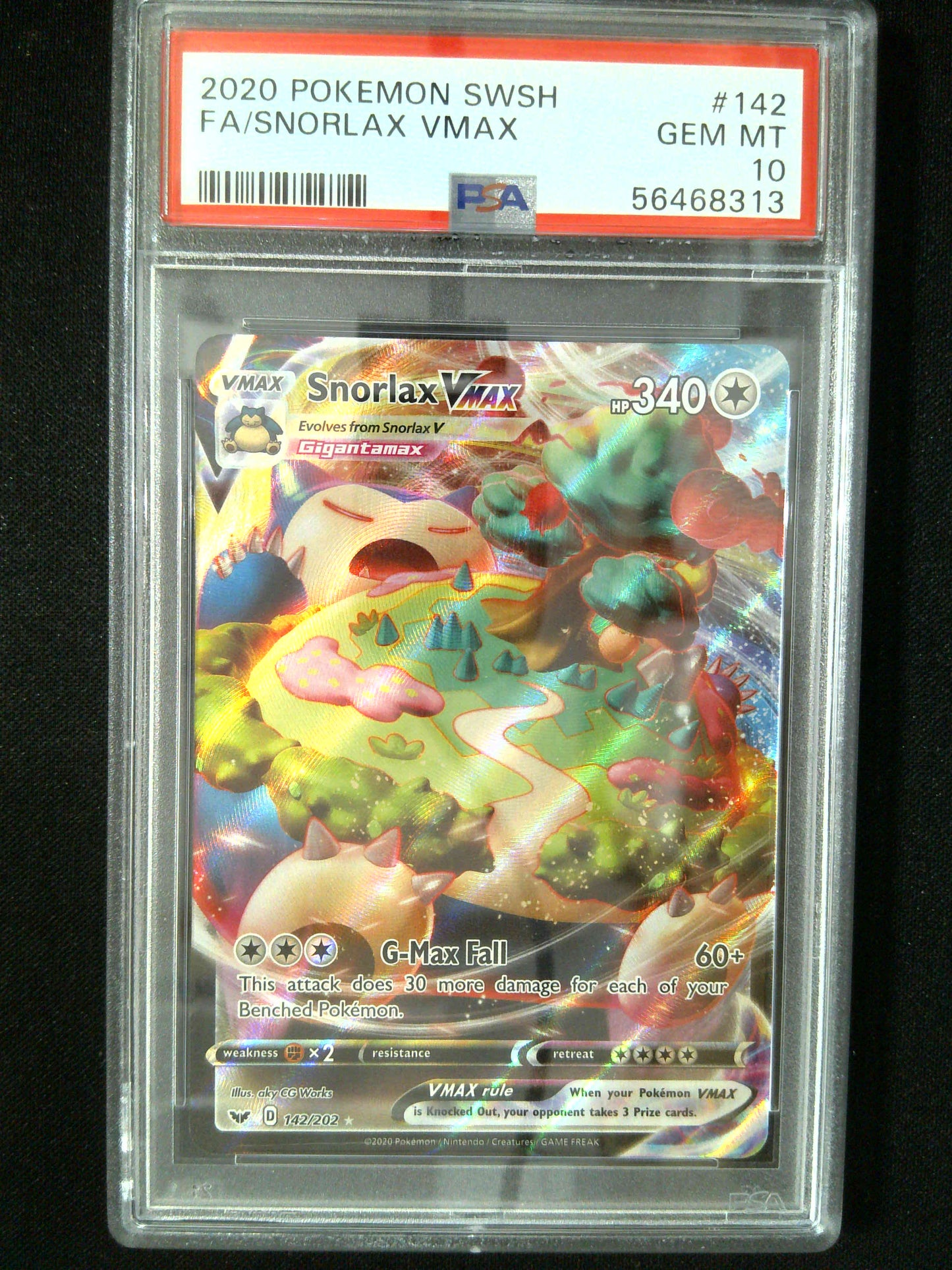 snorlax pokemon card 2020 2020 Pokemon Sword & Shield #142 Fa/Snorlax Vmax PSA 10