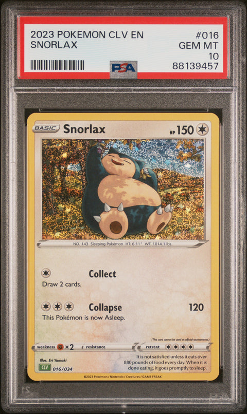 2023 Pokemon Clv-Venusaur & Lugia Ex Deck #016 Snorlax PSA 10
