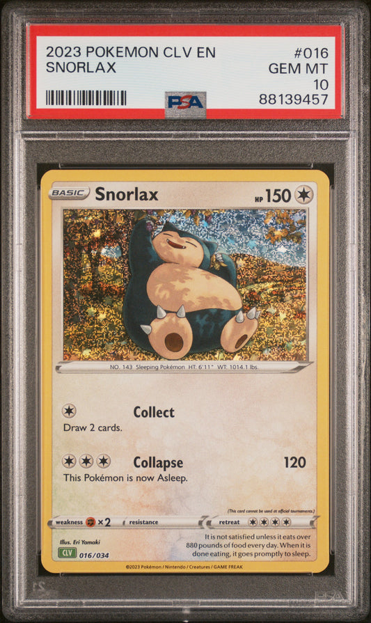 2023 Pokemon Clv-Venusaur & Lugia Ex Deck #016 Snorlax PSA 10