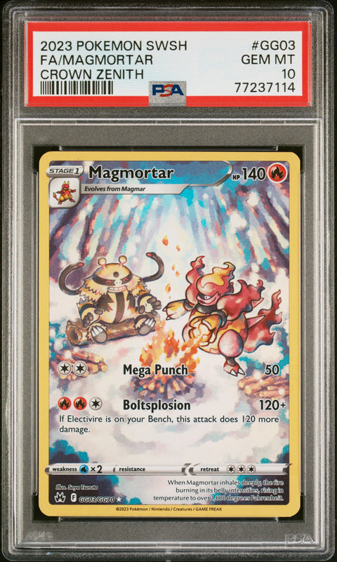 2023 Pokemon #GG03 Fa/Magmortar Crown Zenith PSA 10