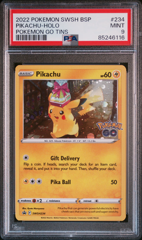 2022 Pokemon Swsh Black Star Promo #234 Pikachu-Holo Pokemon Go Tins PSA 9