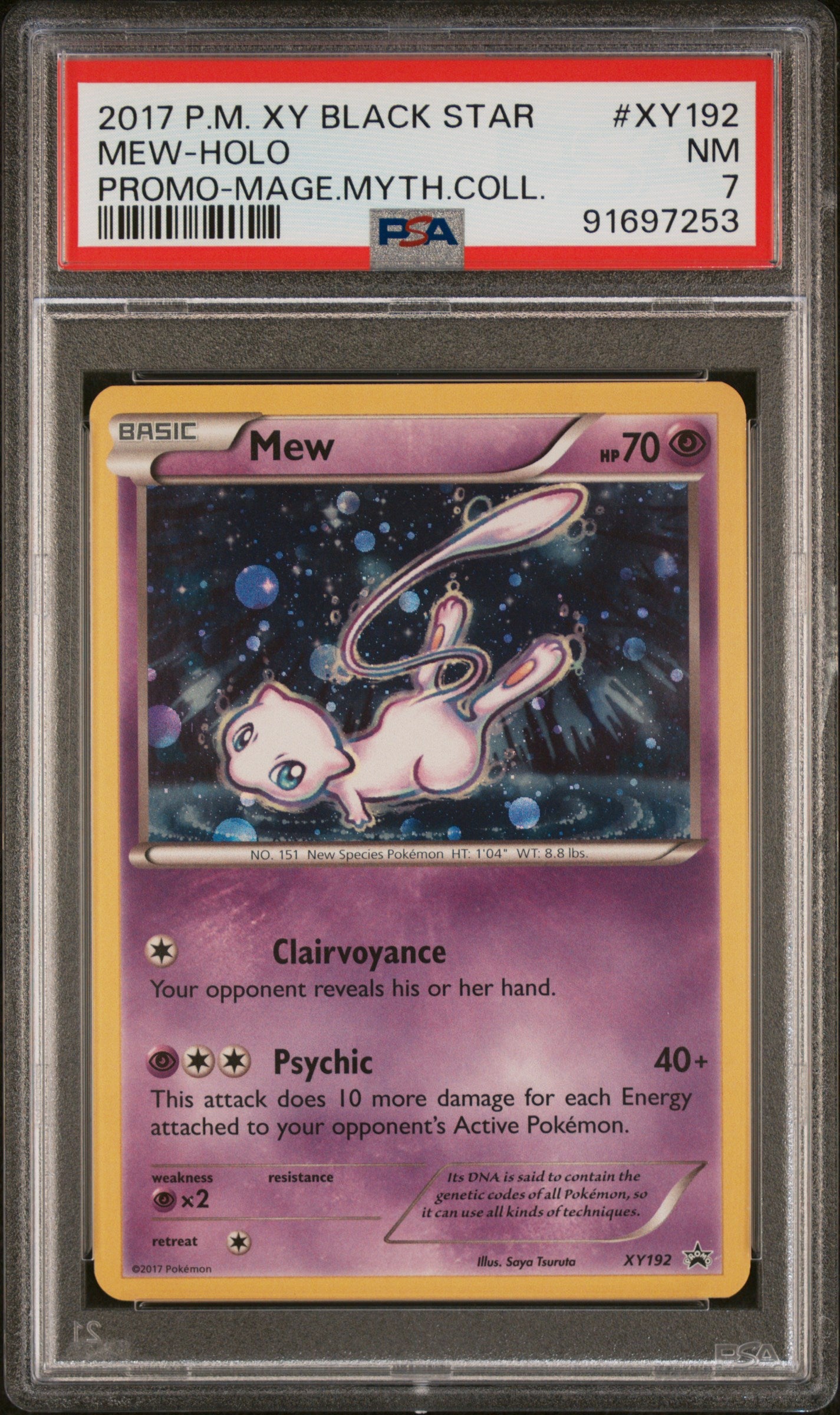 2017 Pokemon Xy #XY192 Mew-Holo Promo-Mage.Myth.Coll. PSA 7