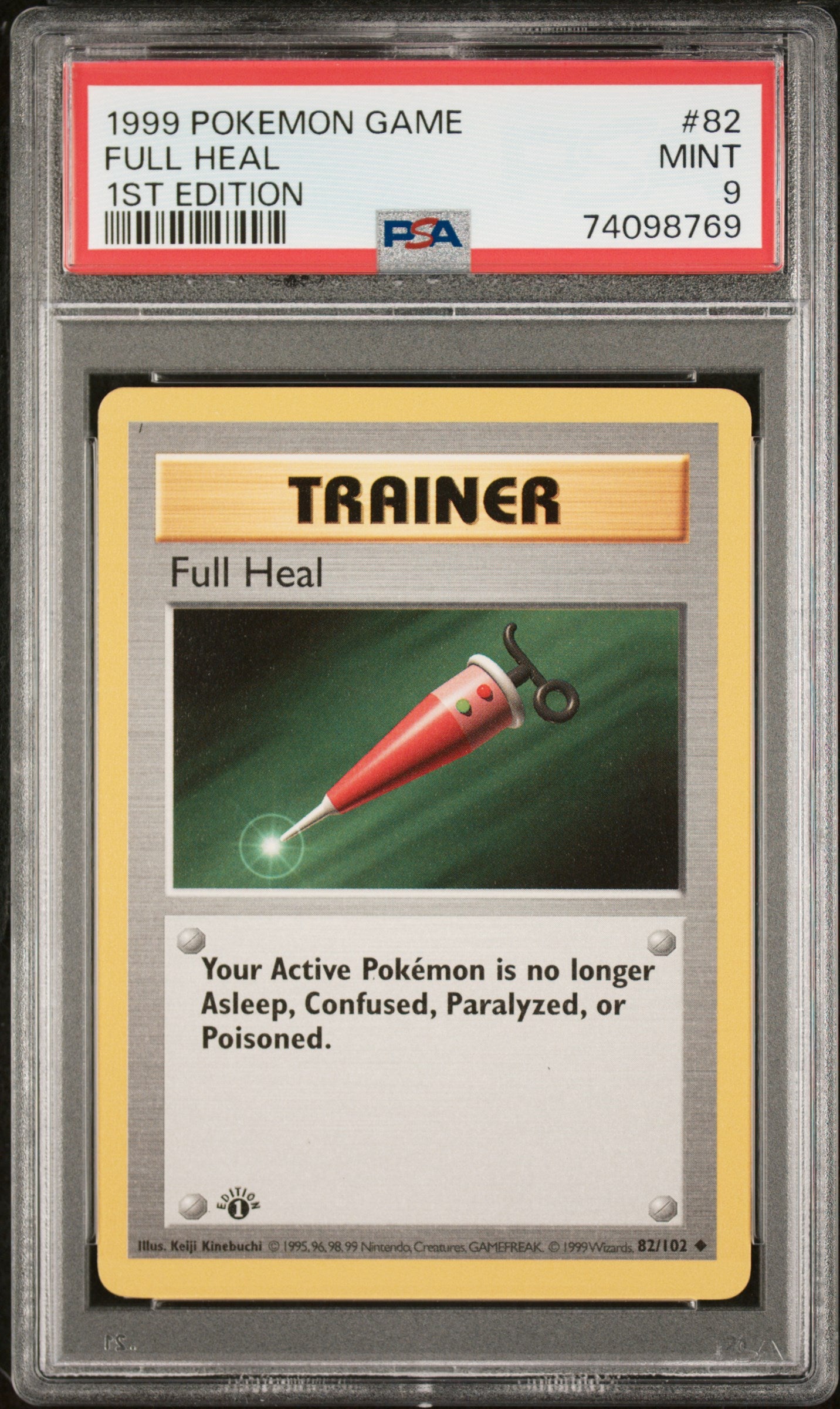 1999 Pokemon Game #82 Full Heal 1st Edition PSA 9
