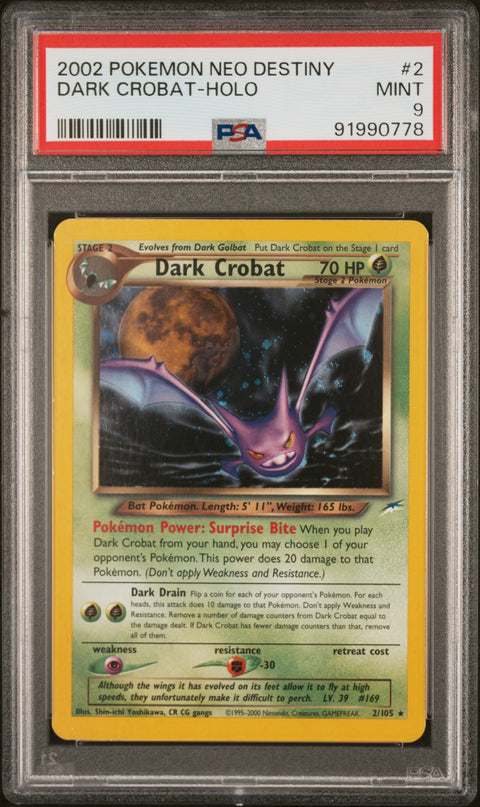 2002 Pokemon Neo Destiny #2 Dark Crobat-Holo PSA 9