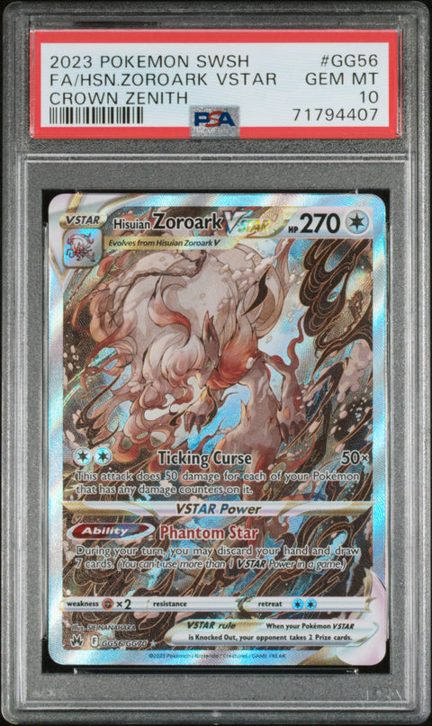 2023 Pokemon #GG56 Fa/Hsn.Zoroark Vstar Crown Zenith PSA 10