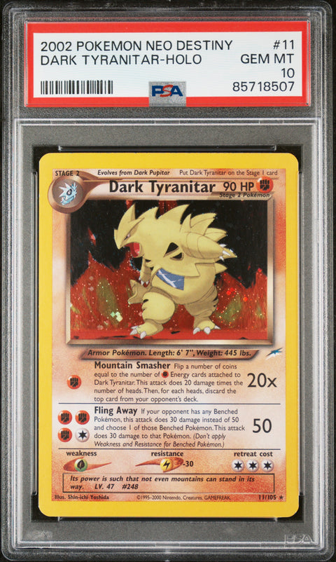 2002 Pokemon Neo Destiny #11 Dark Tyranitar-Holo PSA 10