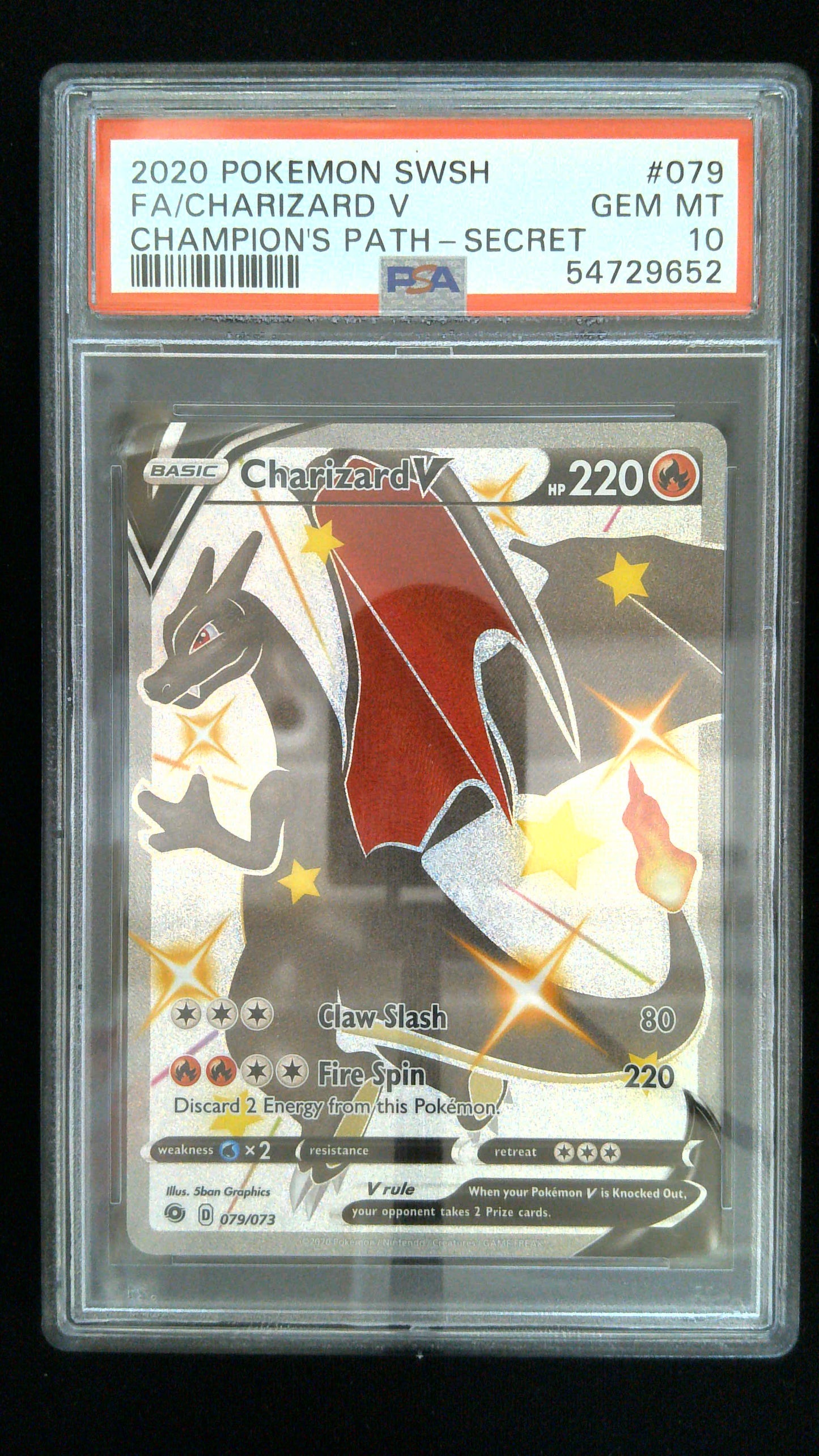 2020 Pokemon #079 Fa/Charizard V Champion'S Path-Secret PSA 10