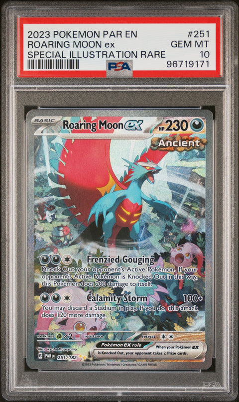 2023 Pokemon #251 Roaring Moon Ex Special Illustration Rare PSA 10