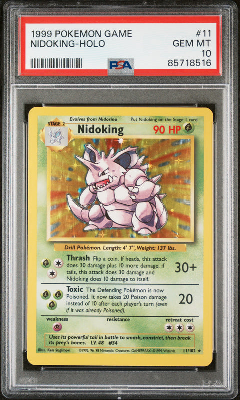 1999 Pokemon Game #11 Nidoking-Holo PSA 10