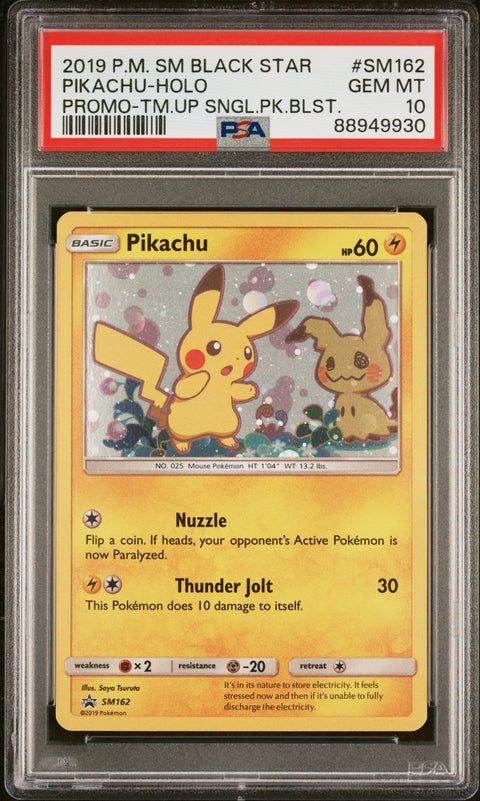 2019 Pokemon Sm #SM162 Pikachu-Holo Promo-Tm.Up Sngl.Pk.Blst. PSA 10