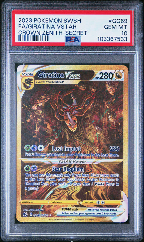 2023 Pokemon #GG69 Fa/Giratina Vstar Crown Zenith-Secret PSA 10