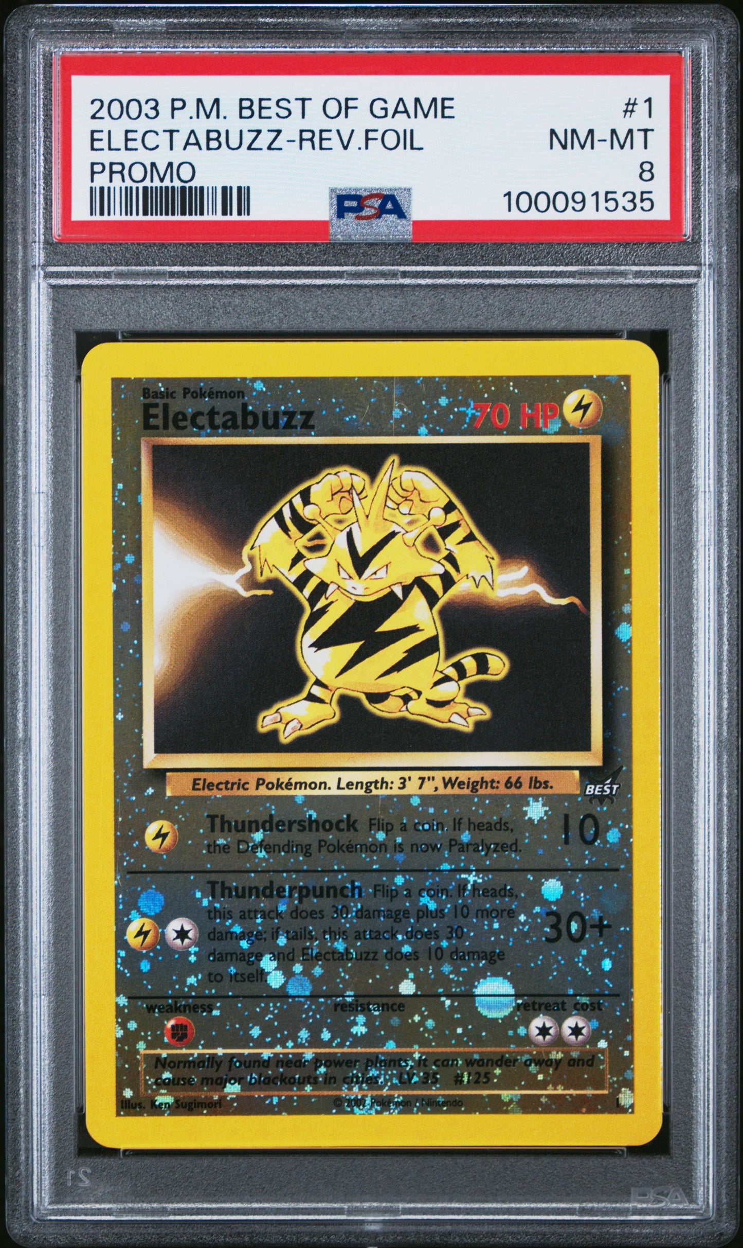 2003 Pokemon Best Of Game Promo #1 Electabuzz-Rev.Foil Promo PSA 8