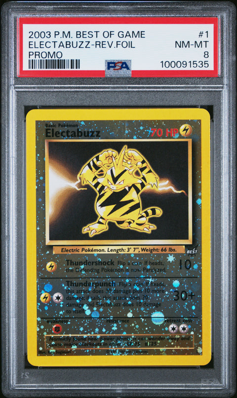 2003 Pokemon Best Of Game Promo #1 Electabuzz-Rev.Foil Promo PSA 8