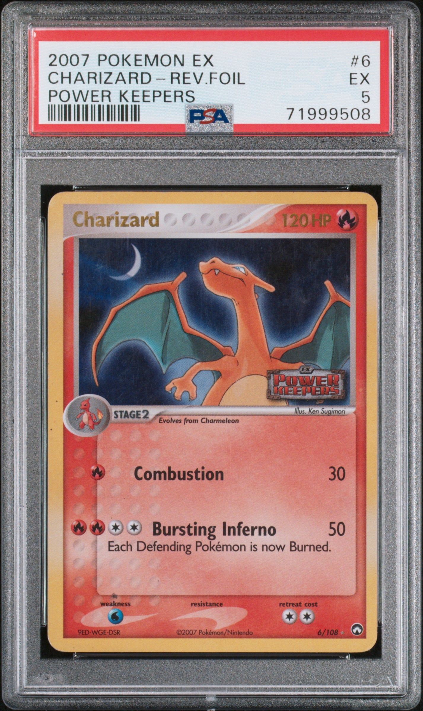 2007 Pokemon Ex Power Keepers #6 Charizard-Rev.Foil Power Keepers PSA 5