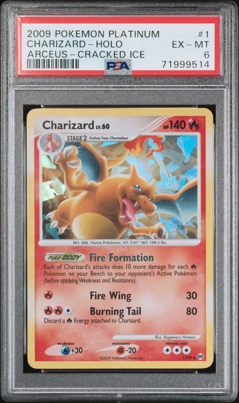 2009 Pokemon Platinum Arceus #1 Charizard-Holo Arceus-Cracked Ice PSA 6