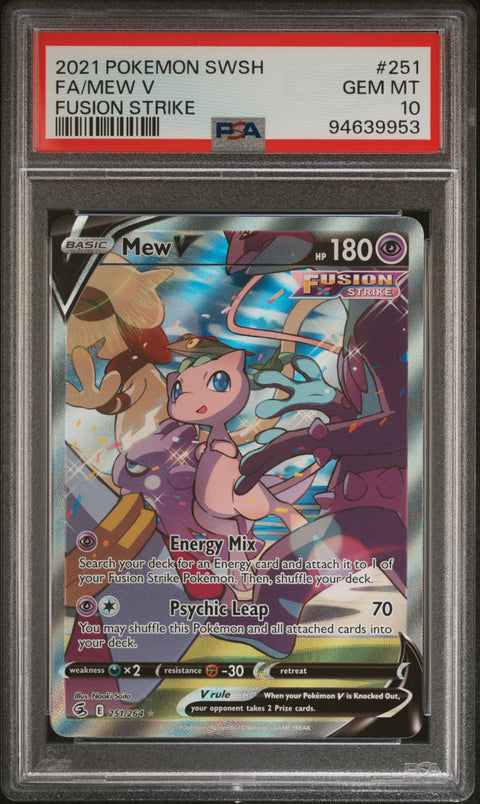 2021 Pokemon Sword & Shield Fusion Strike #251 Fa/Mew V Fusion Strike PSA 10