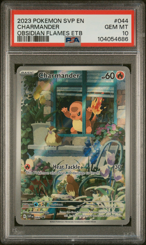 2023 Pokemon Promo #044 Charmander Obsidian Flames Etb PSA 10
