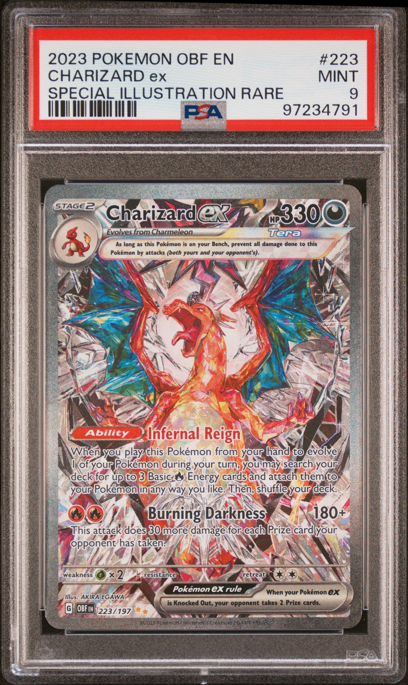 2023 Pokemon Obsidian Flames #223 Charizard Ex Special Illustration Rare PSA 9