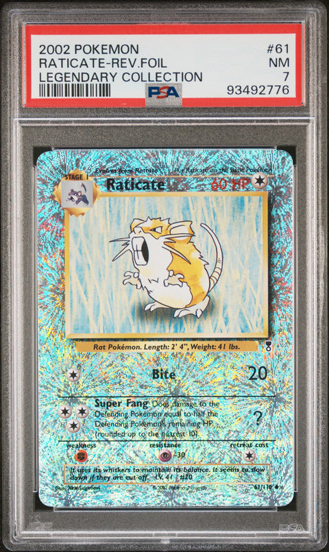 2002 Pokemon Legendary Collection #61 Raticate-Rev.Foil PSA 7