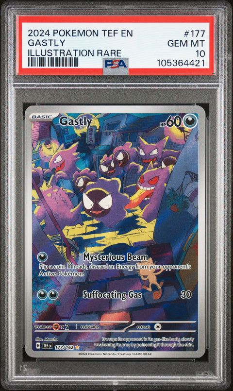 2024 Pokemon Tef En-Temporal Forces #177 Gastly Illustration Rare PSA 10