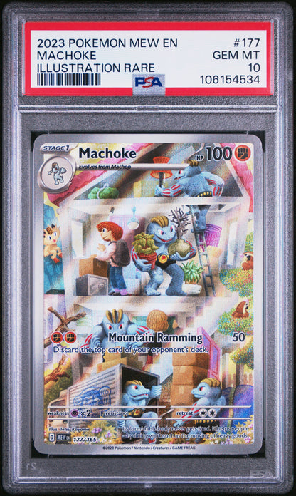 2023 Pokemon Mew En-151 #177 Machoke Illustration Rare PSA 10