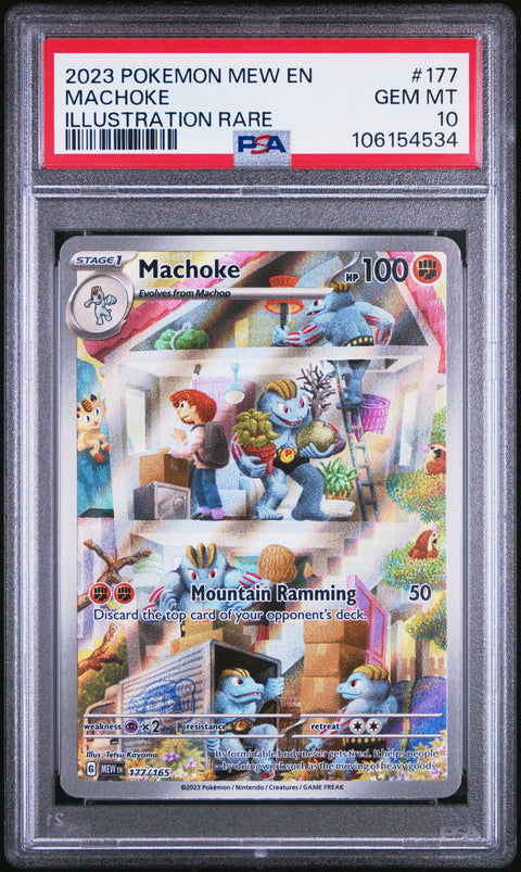 2023 Pokemon Mew En-151 #177 Machoke Illustration Rare PSA 10