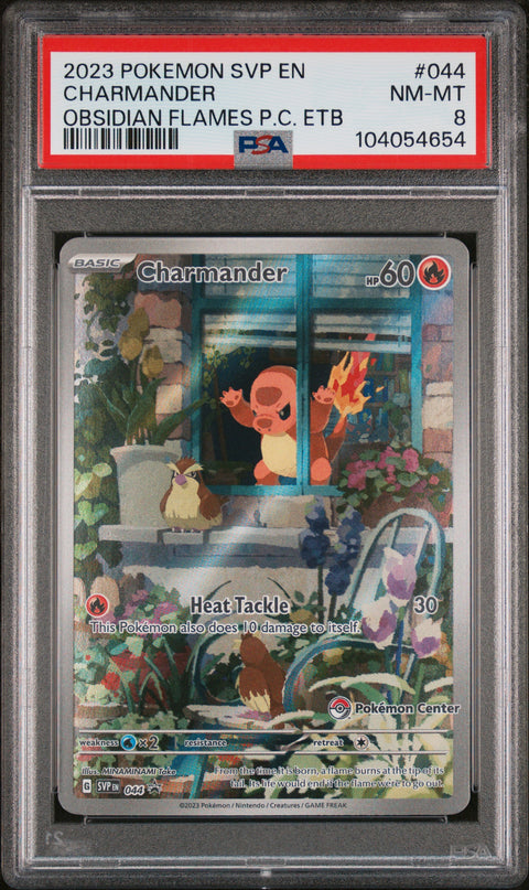 2023 Pokemon Black Star Promo #044 Charmander Obsidian Flames P.C. Etb PSA 8